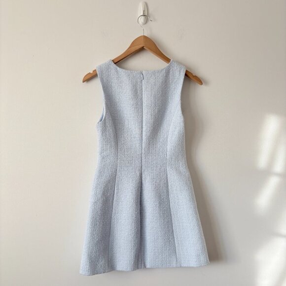 Aritzia Babaton Highrise Tweed Dress Micro Shift Dress Light Blue Size 0 - Picture 9 of 10